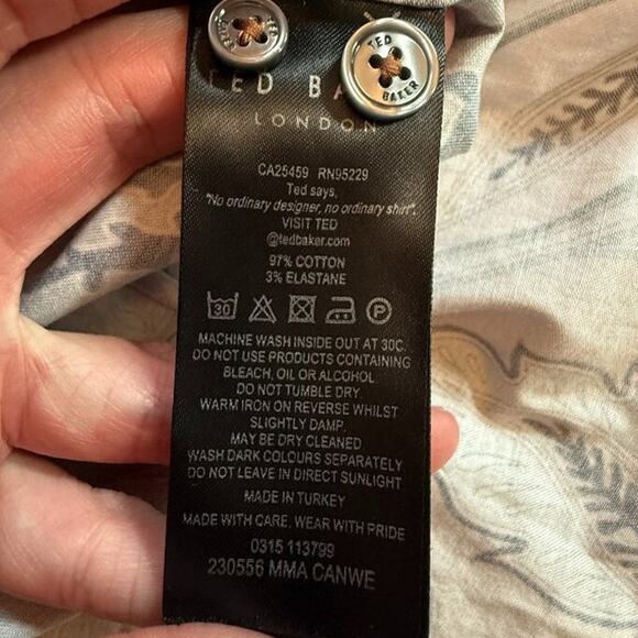 Ted Baker London Canwe Slim Fit Floral Short Sleeve Button-Up Shirt Size 5 (XL) - Picture 13 of 16